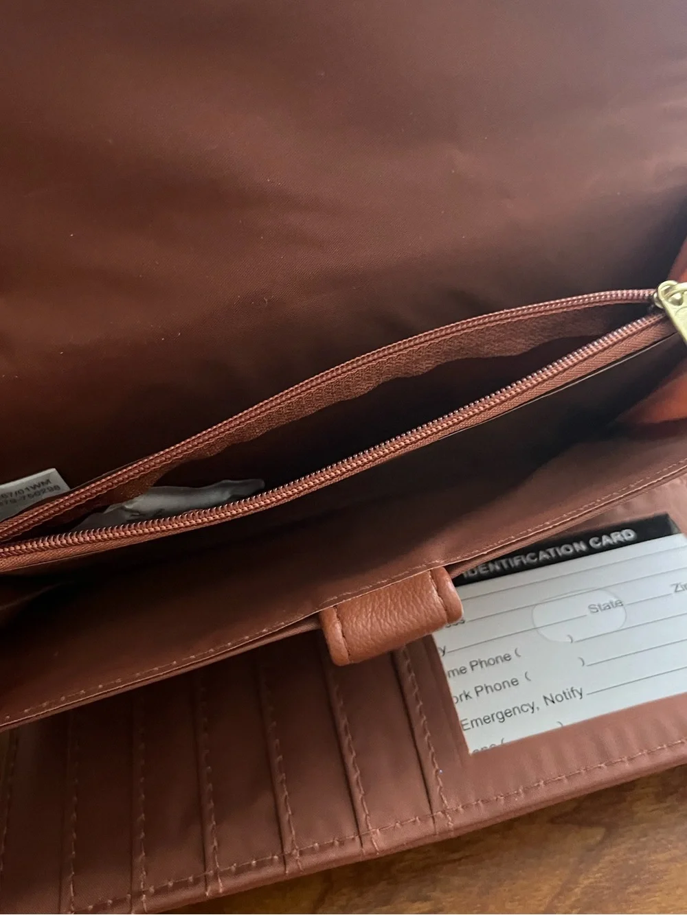 NWT ~ Time & Tru Brown Faux Leather Clutch Organizer Wallet Tri Fold Classic